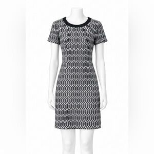 Banana Republic Black White Geometric Sheath Dress Size 4 Work Office Career